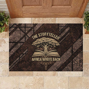 Chinua Achebe Rubber Doormat with Tribal Symbol Design, The Storyteller Quote and Africa Wrote Back - African Pride