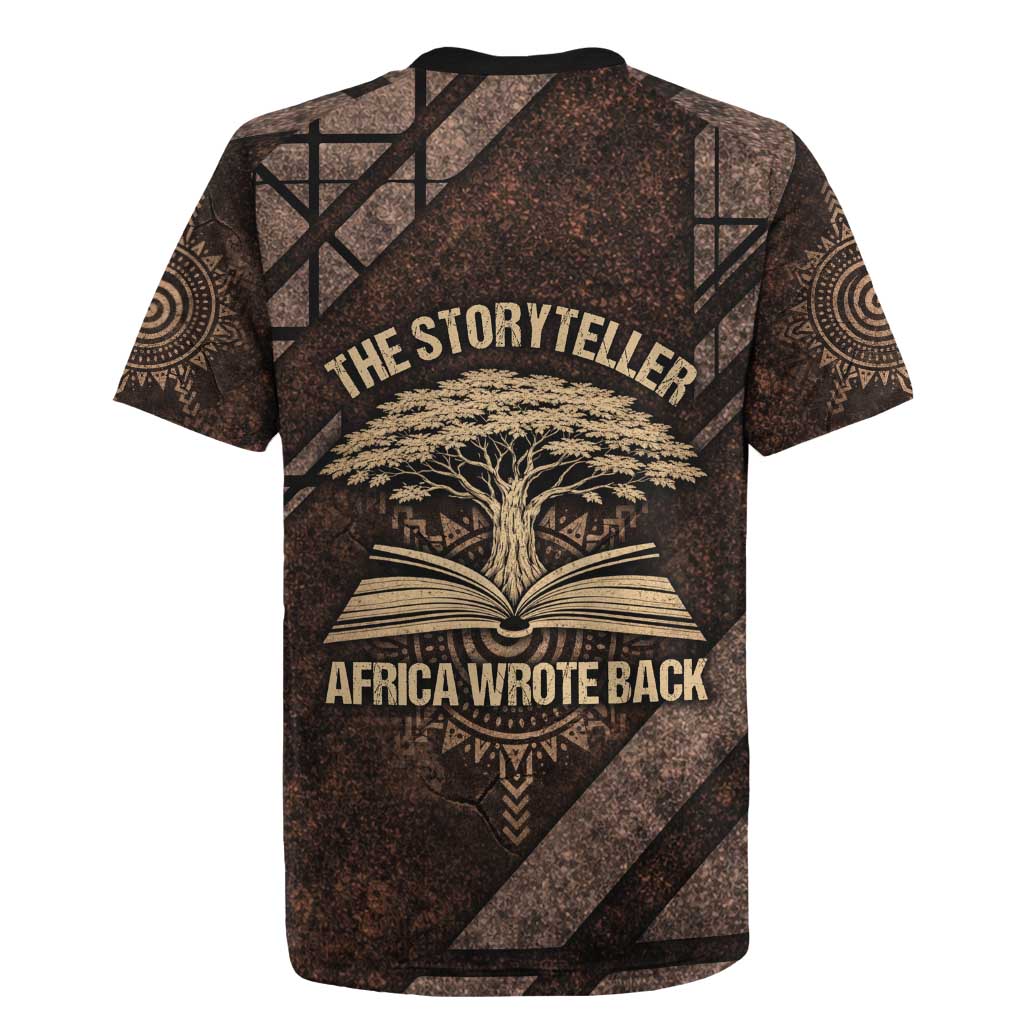 Chinua Achebe Rugby Jersey with Tribal Symbol Design, The Storyteller Quote and Africa Wrote Back - African Pride