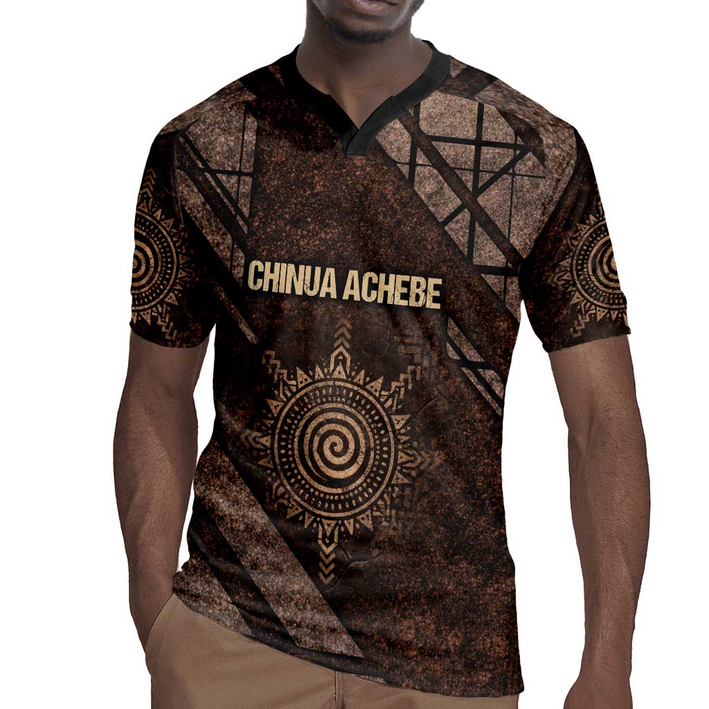 Chinua Achebe Rugby Jersey with Tribal Symbol Design, The Storyteller Quote and Africa Wrote Back - African Pride