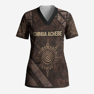 Chinua Achebe Scrub Top with Tribal Symbol Design, The Storyteller Quote and Africa Wrote Back - African Pride