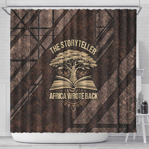 Chinua Achebe Shower Curtain with Tribal Symbol Design, The Storyteller Quote and Africa Wrote Back - African Pride