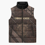 Chinua Achebe Sleeveless Puffer Jacket with Tribal Symbol Design, The Storyteller Quote and Africa Wrote Back - African Pride