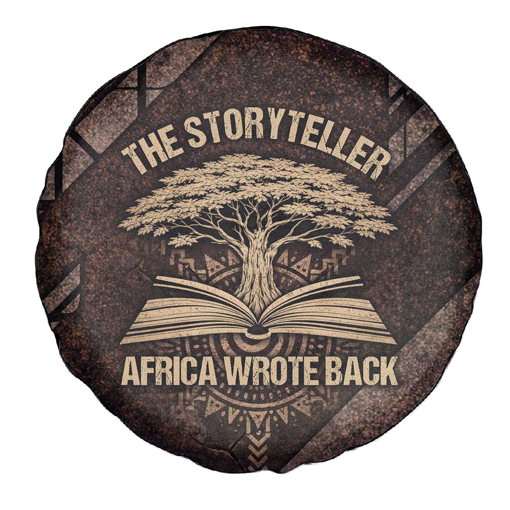 Chinua Achebe Spare Tire Cover with Tribal Symbol Design, The Storyteller Quote and Africa Wrote Back - African Pride
