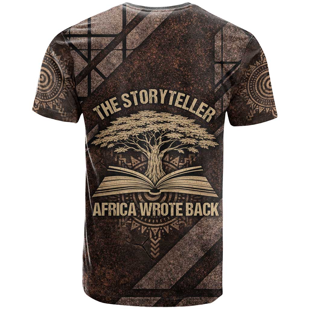 Chinua Achebe T shirt with Tribal Symbol Design, The Storyteller Quote and Africa Wrote Back - African Pride