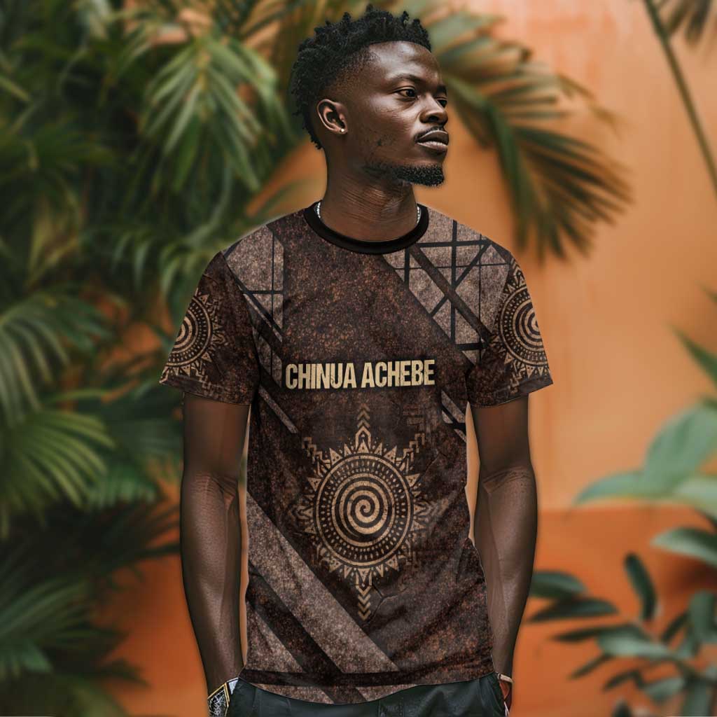 Chinua Achebe T shirt with Tribal Symbol Design, The Storyteller Quote and Africa Wrote Back - African Pride