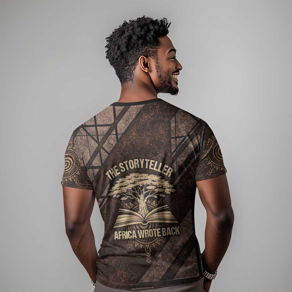 Chinua Achebe T shirt with Tribal Symbol Design, The Storyteller Quote and Africa Wrote Back - African Pride