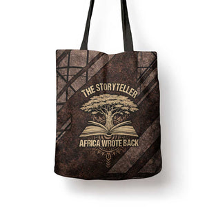 Chinua Achebe Tote Bag with Tribal Symbol Design, The Storyteller Quote and Africa Wrote Back - African Pride