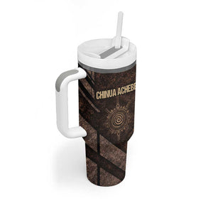 Chinua Achebe Tumbler With Handle with Tribal Symbol Design, The Storyteller Quote and Africa Wrote Back - African Pride