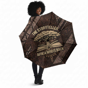 Chinua Achebe Umbrella with Tribal Symbol Design, The Storyteller Quote and Africa Wrote Back - African Pride