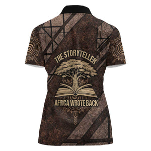 Chinua Achebe Women Polo Shirt with Tribal Symbol Design, The Storyteller Quote and Africa Wrote Back - African Pride