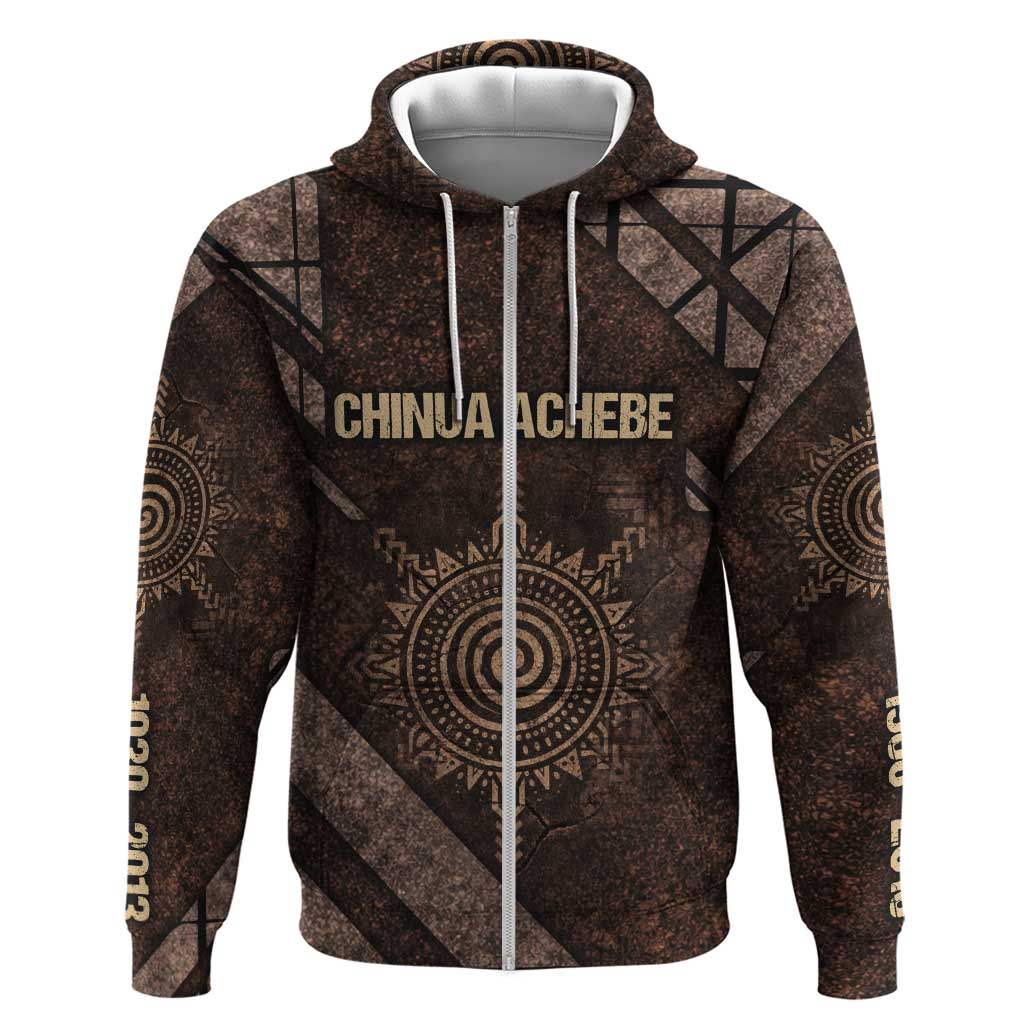 Chinua Achebe Zip Hoodie with Tribal Symbol Design, The Storyteller Quote and Africa Wrote Back - African Pride