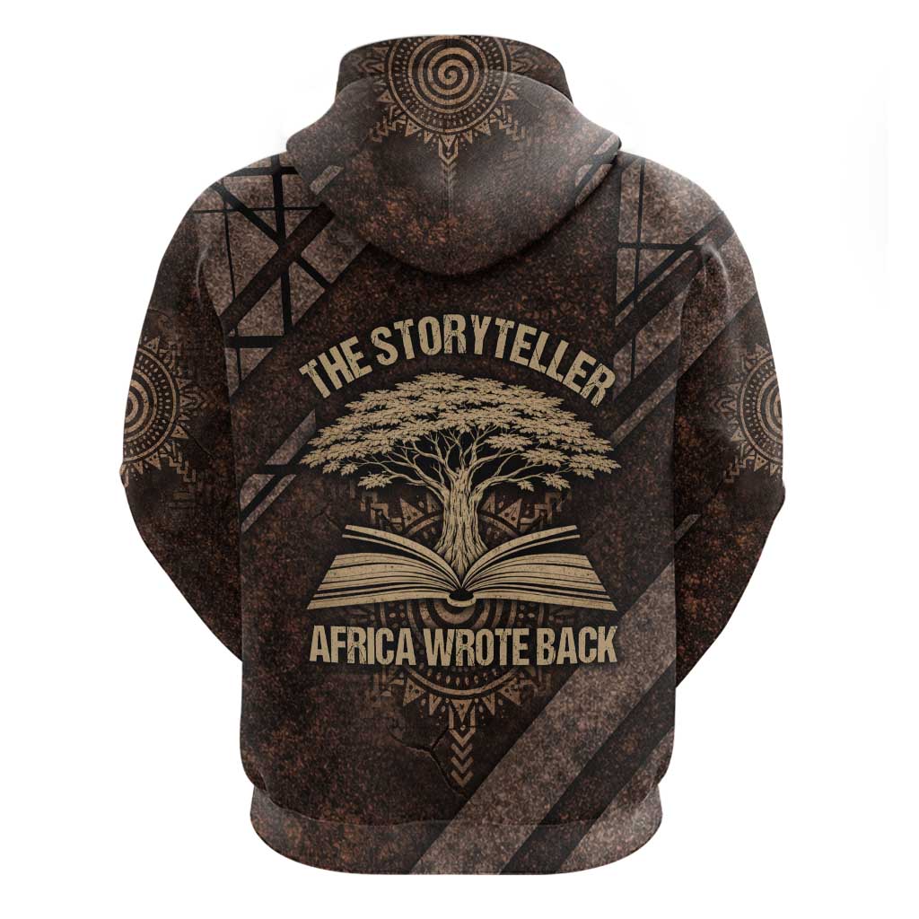 Chinua Achebe Zip Hoodie with Tribal Symbol Design, The Storyteller Quote and Africa Wrote Back - African Pride