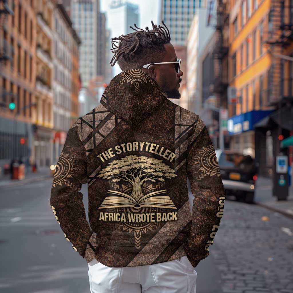 Chinua Achebe Zip Hoodie with Tribal Symbol Design, The Storyteller Quote and Africa Wrote Back - African Pride
