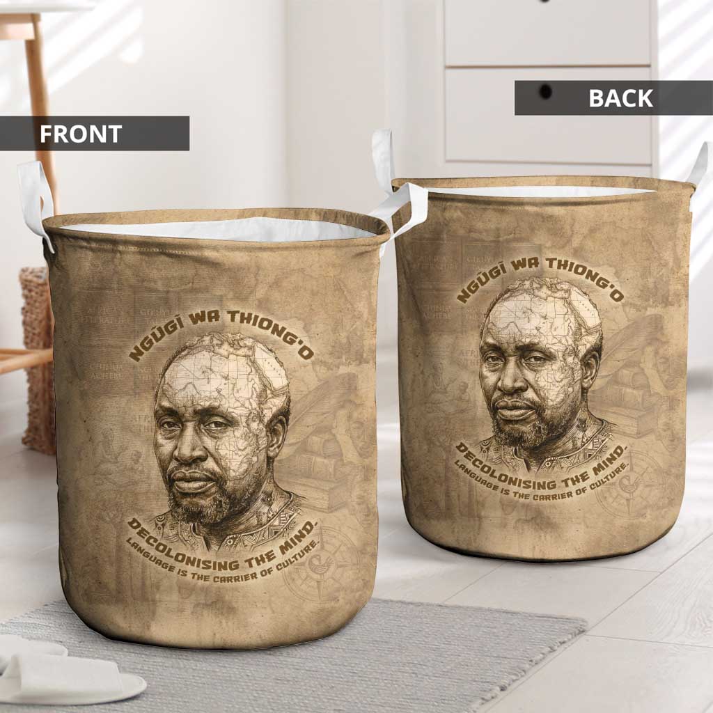 Ngugi wa Thiong O Laundry Basket Vintage Map Ancient African Library - Decolonising the Mind - African Pride