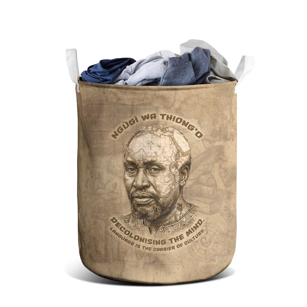 Ngugi wa Thiong O Laundry Basket Vintage Map Ancient African Library - Decolonising the Mind - African Pride