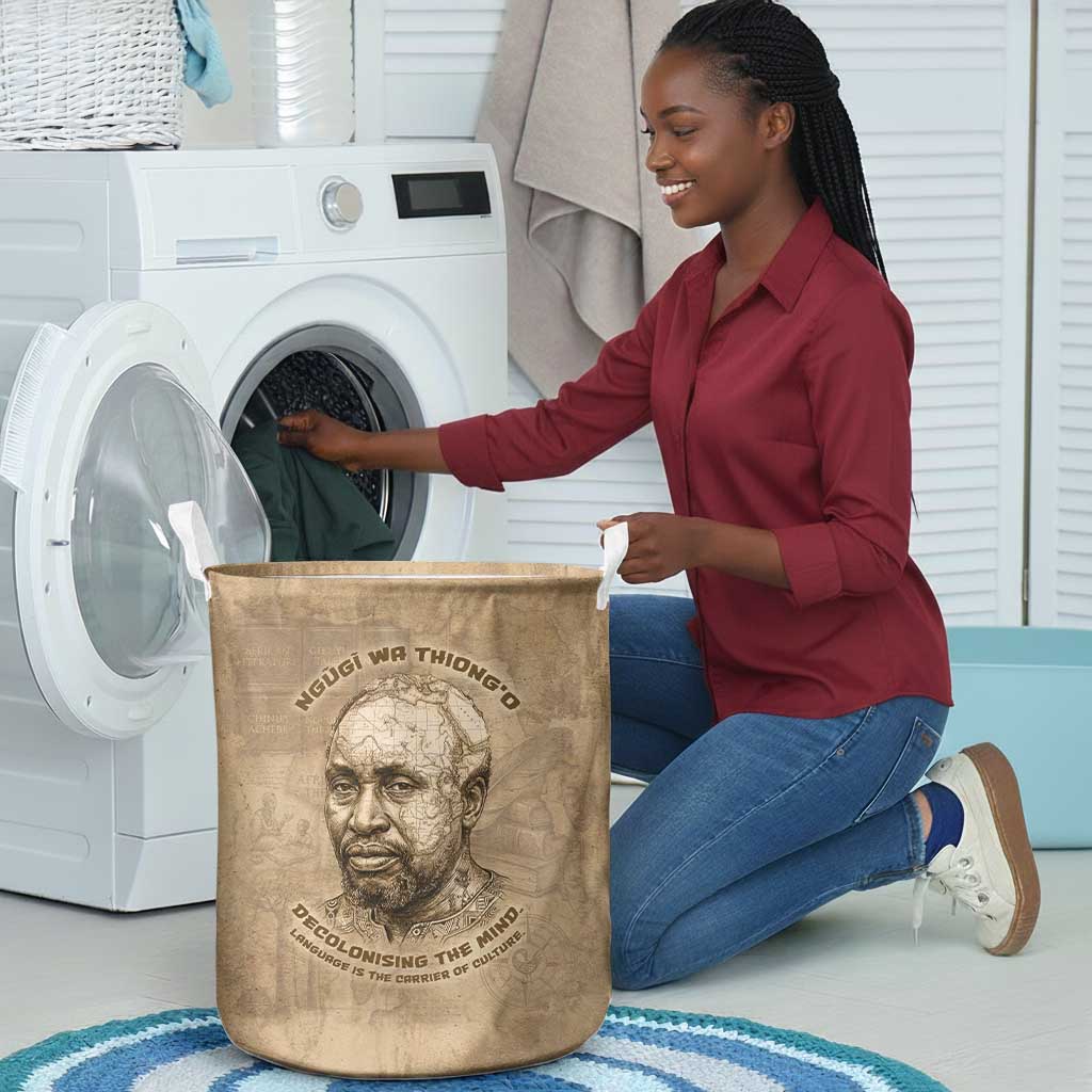 Ngugi wa Thiong O Laundry Basket Vintage Map Ancient African Library - Decolonising the Mind - African Pride