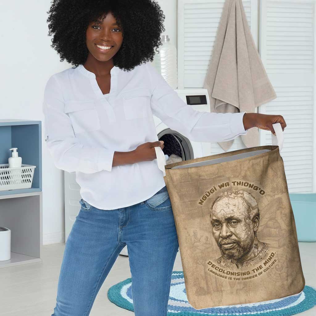Ngugi wa Thiong O Laundry Basket Vintage Map Ancient African Library - Decolonising the Mind - African Pride