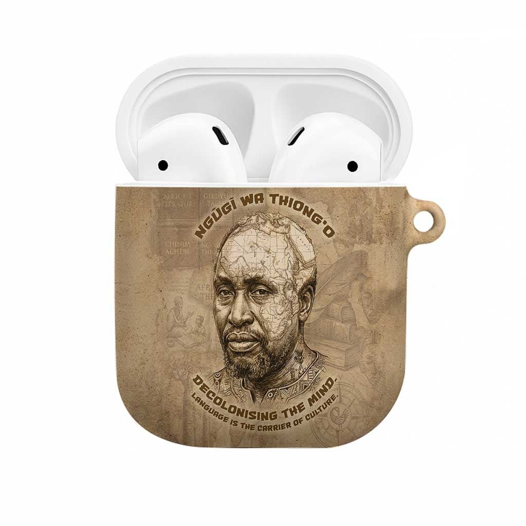 Ngugi wa Thiong O AirPods Case Vintage Map Ancient African Library - Decolonising the Mind - African Pride