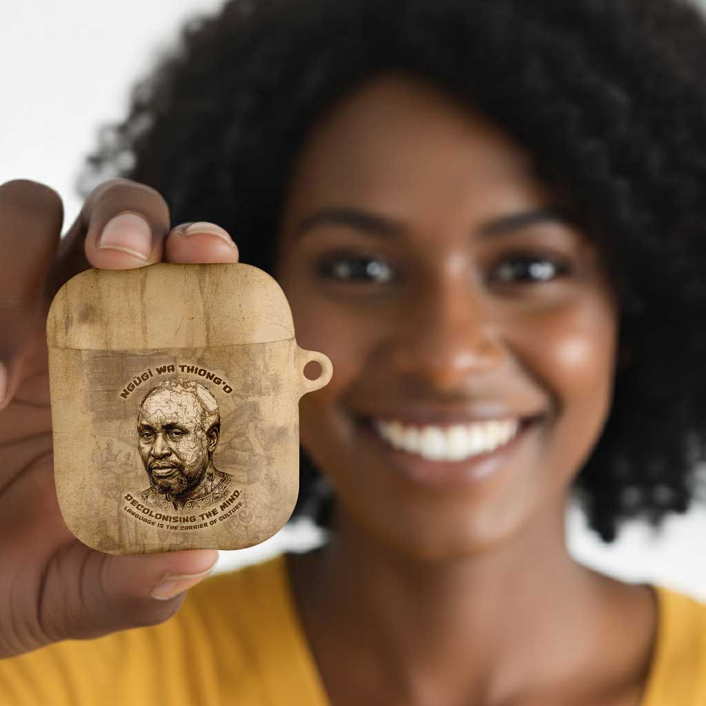 Ngugi wa Thiong O AirPods Case Vintage Map Ancient African Library - Decolonising the Mind - African Pride