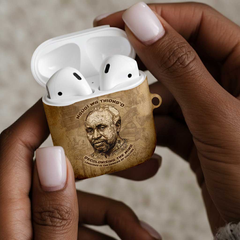 Ngugi wa Thiong O AirPods Case Vintage Map Ancient African Library - Decolonising the Mind - African Pride