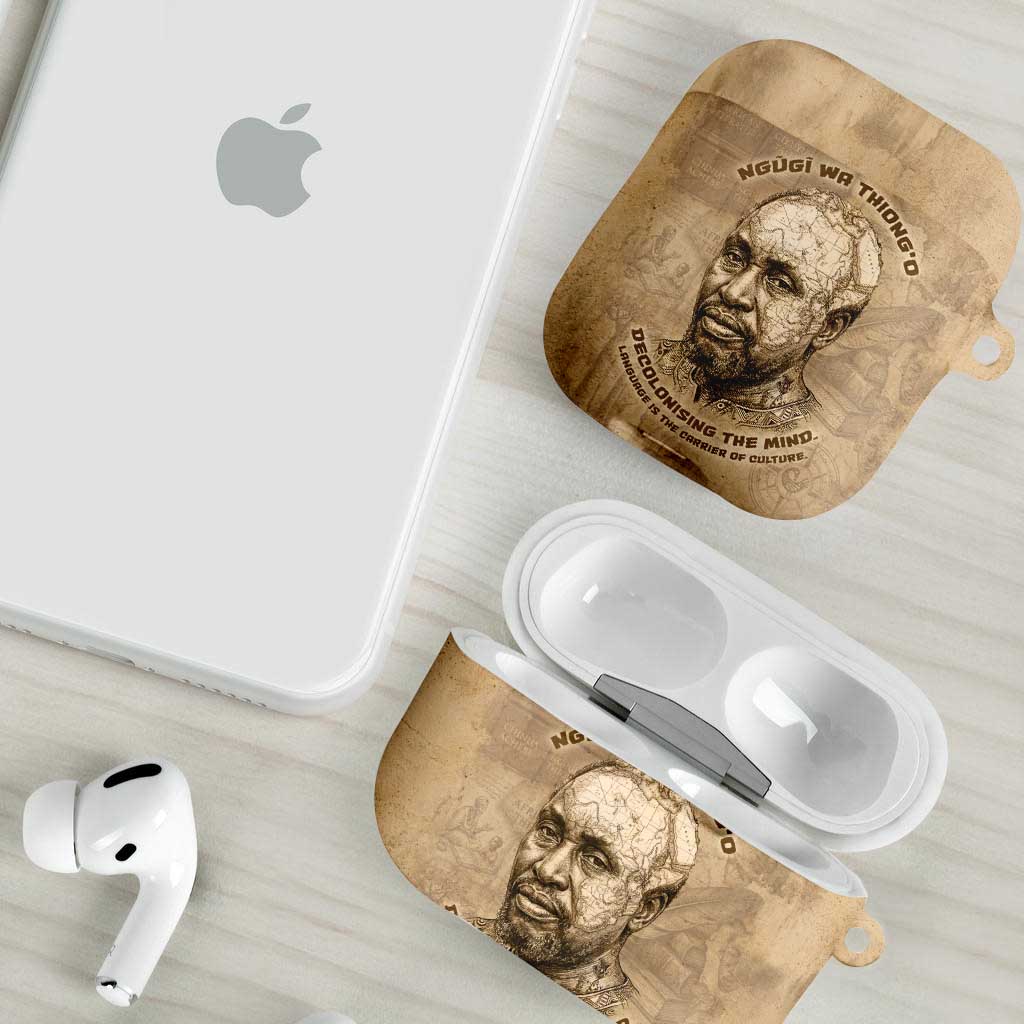 Ngugi wa Thiong O AirPods Case Vintage Map Ancient African Library - Decolonising the Mind - African Pride
