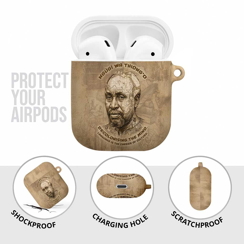 Ngugi wa Thiong O AirPods Case Vintage Map Ancient African Library - Decolonising the Mind - African Pride