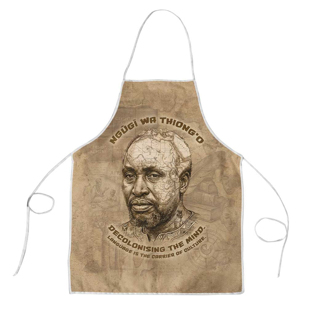 Ngugi wa Thiong O Apron Vintage Map Ancient African Library - Decolonising the Mind - African Pride