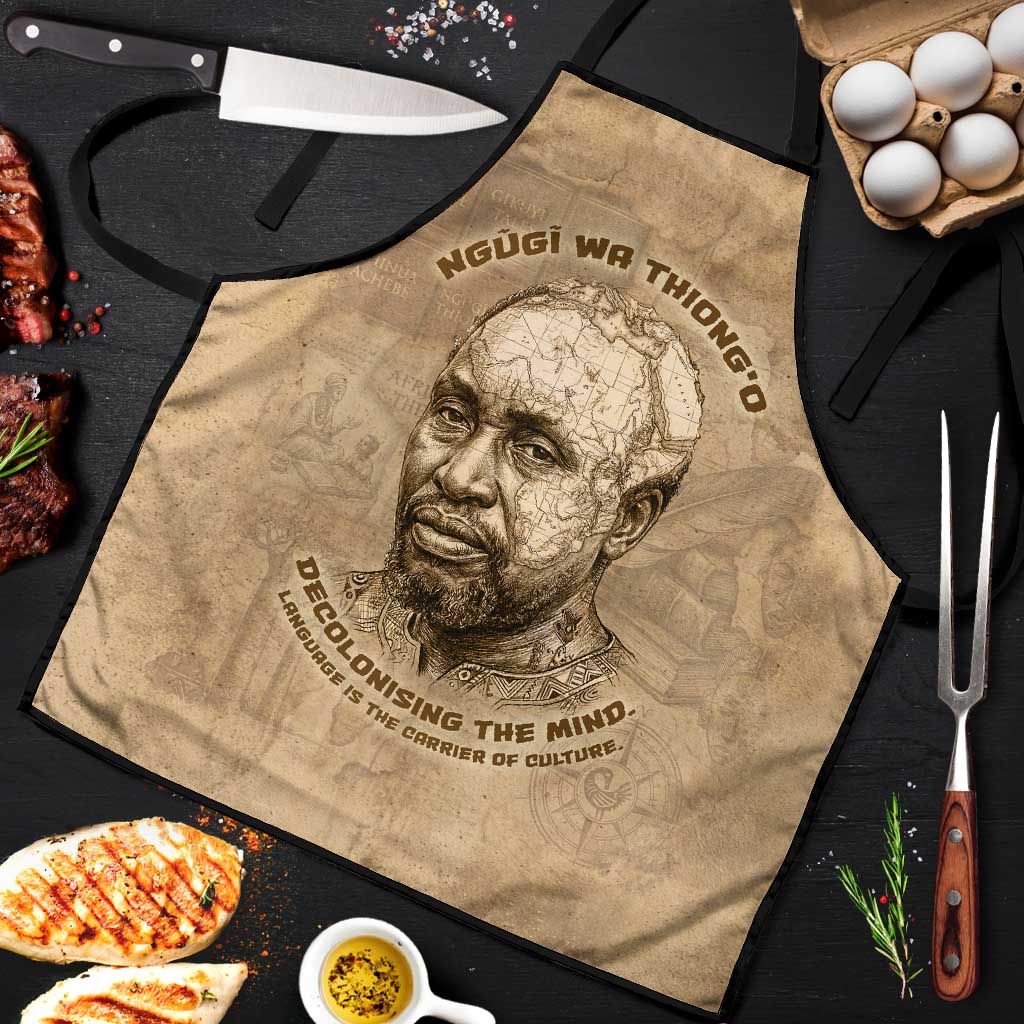Ngugi wa Thiong O Apron Vintage Map Ancient African Library - Decolonising the Mind - African Pride