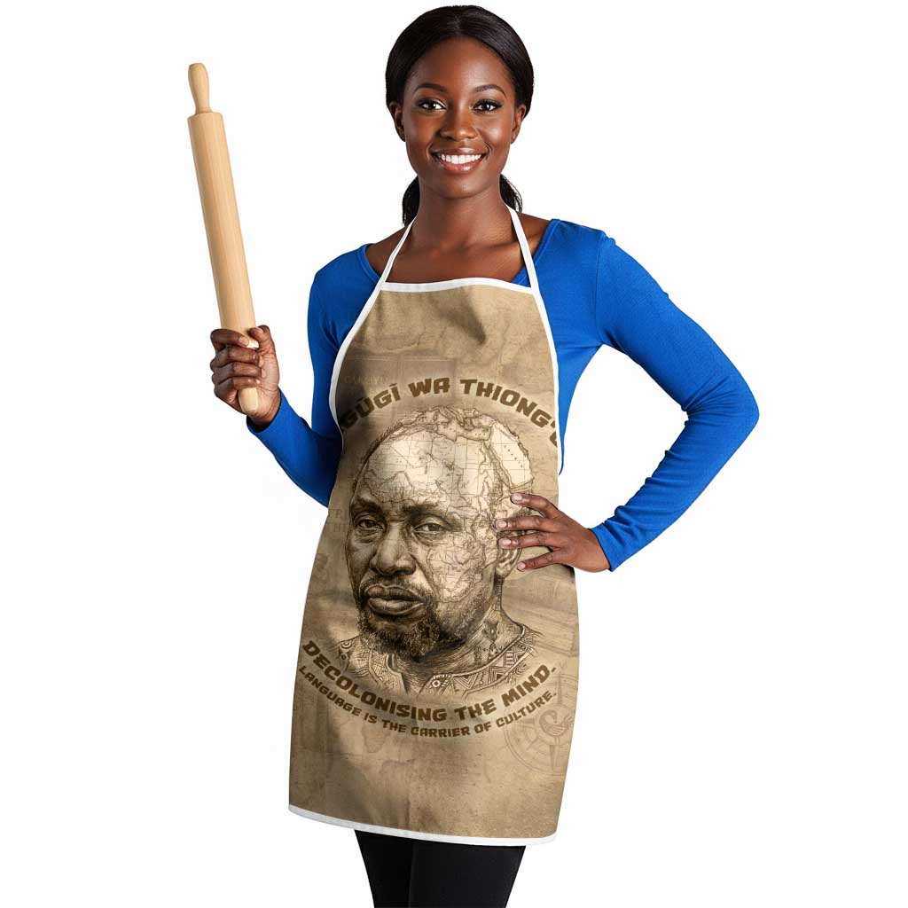 Ngugi wa Thiong O Apron Vintage Map Ancient African Library - Decolonising the Mind - African Pride