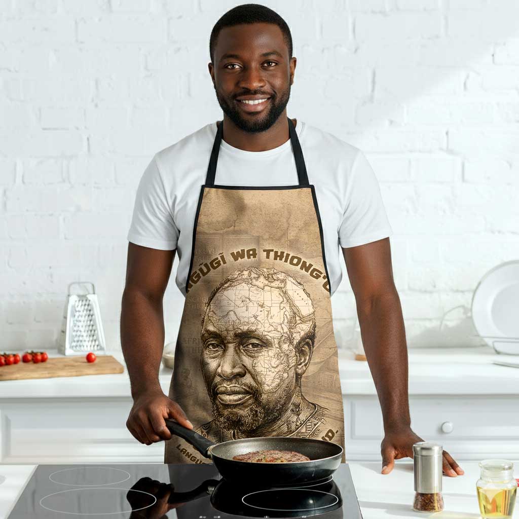 Ngugi wa Thiong O Apron Vintage Map Ancient African Library - Decolonising the Mind - African Pride