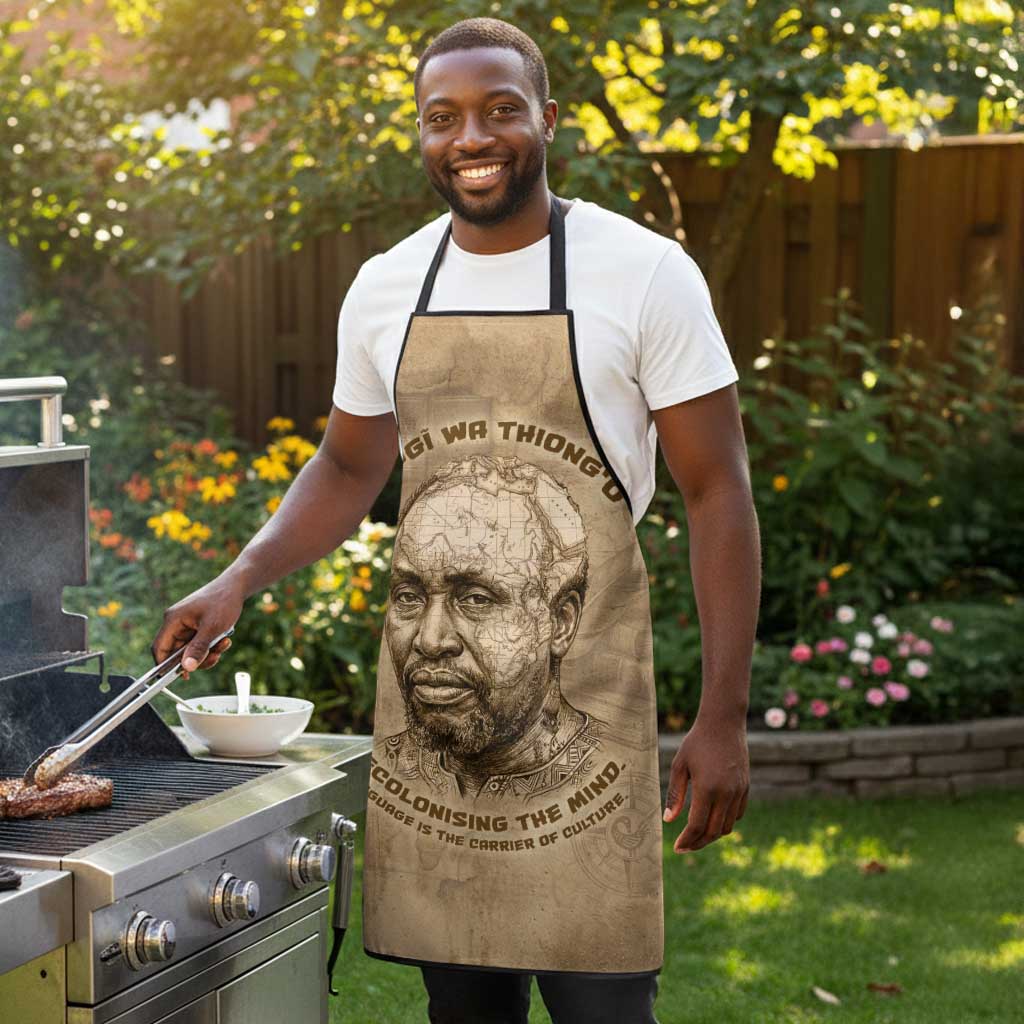 Ngugi wa Thiong O Apron Vintage Map Ancient African Library - Decolonising the Mind - African Pride
