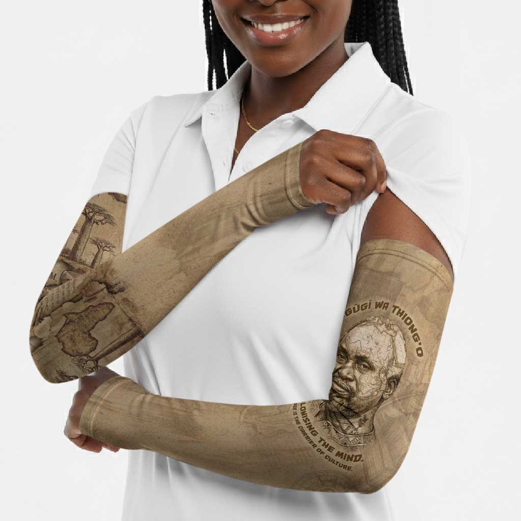 Ngugi wa Thiong O Arm Sleeves Vintage Map Ancient African Library - Decolonising the Mind - African Pride