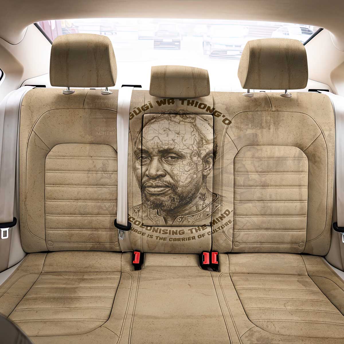 Ngugi wa Thiong O Back Car Seat Cover Vintage Map Ancient African Library - Decolonising the Mind - African Pride