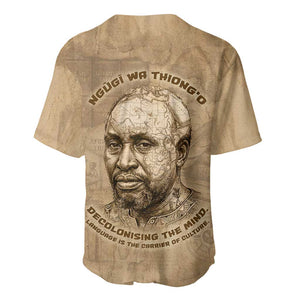 Ngugi wa Thiong O Baseball Jersey Vintage Map Ancient African Library - Decolonising the Mind - African Pride