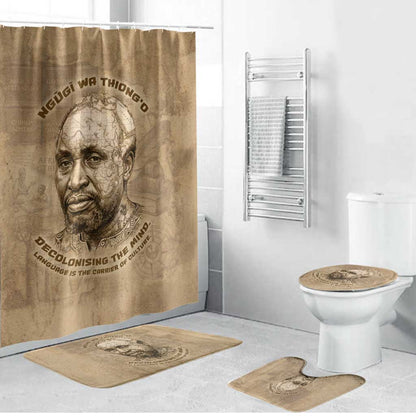 Ngugi wa Thiong O Bathroom Set Vintage Map Ancient African Library - Decolonising the Mind - African Pride