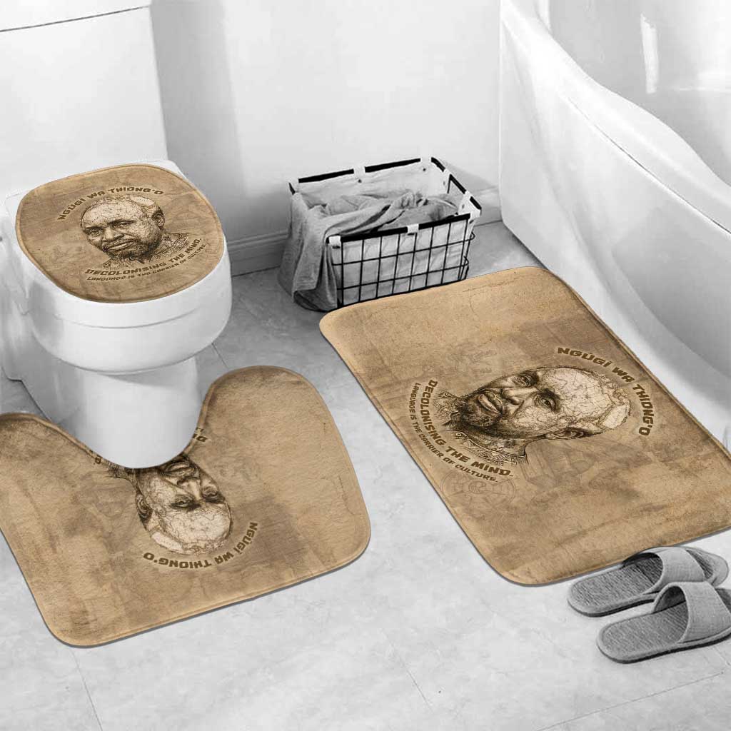 Ngugi wa Thiong O Bathroom Set Vintage Map Ancient African Library - Decolonising the Mind - African Pride