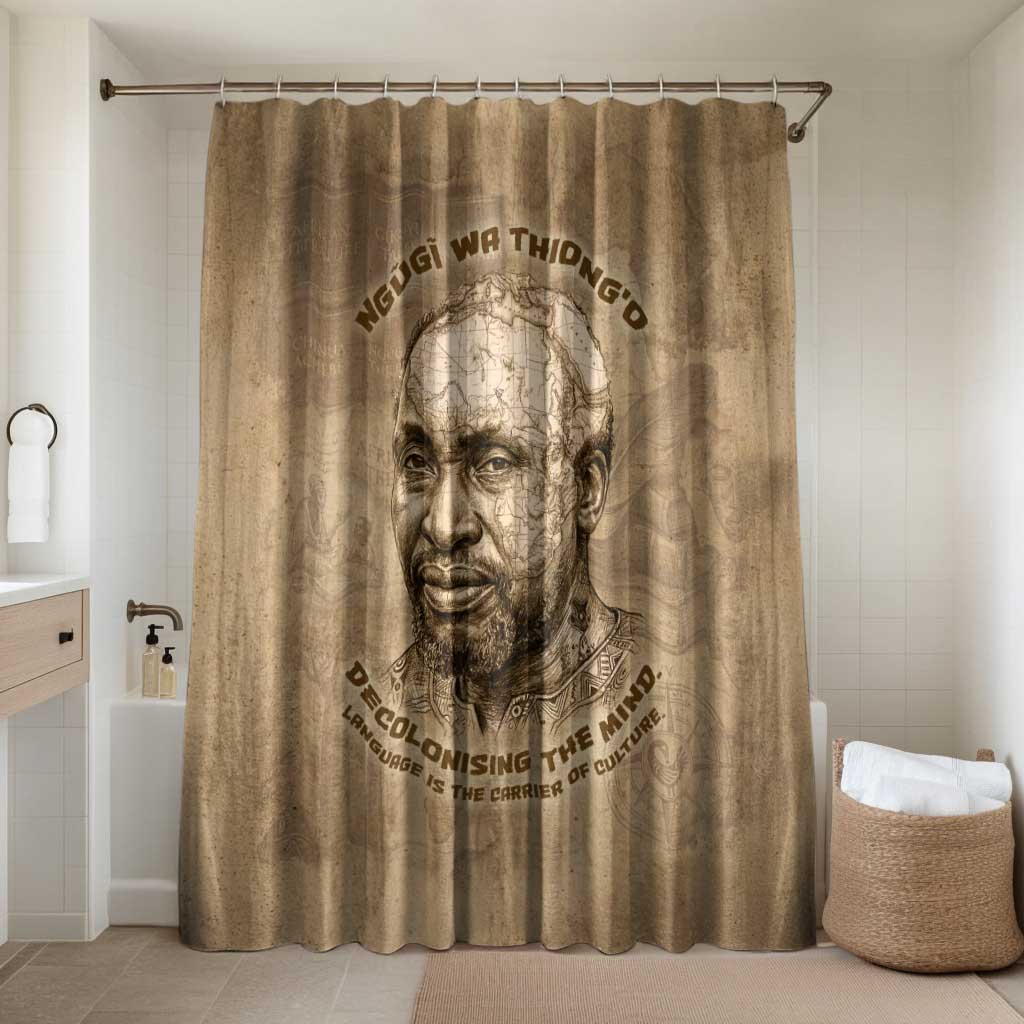 Ngugi wa Thiong O Bathroom Set Vintage Map Ancient African Library - Decolonising the Mind - African Pride