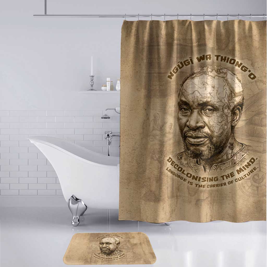 Ngugi wa Thiong O Bathroom Set Vintage Map Ancient African Library - Decolonising the Mind - African Pride