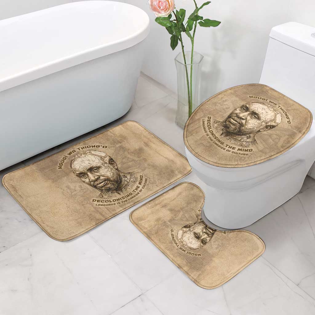 Ngugi wa Thiong O Bathroom Set Vintage Map Ancient African Library - Decolonising the Mind - African Pride