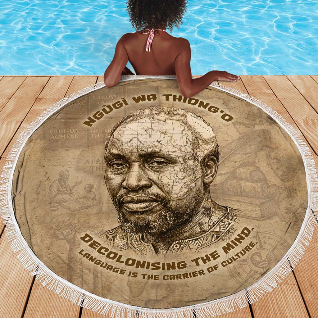Ngugi wa Thiong O Beach Blanket Vintage Map Ancient African Library - Decolonising the Mind - African Pride