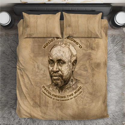 Ngugi wa Thiong O Bedding Set Vintage Map Ancient African Library - Decolonising the Mind - African Pride