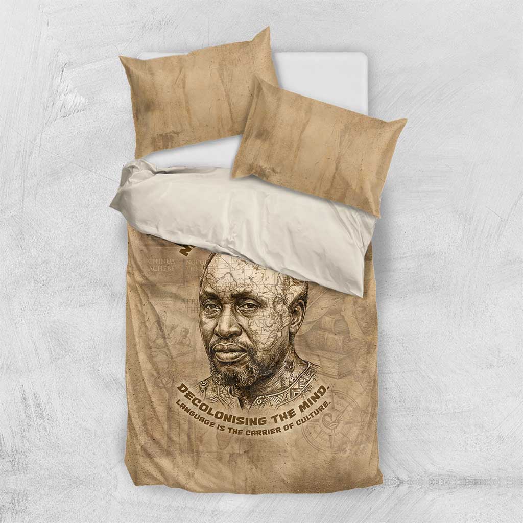 Ngugi wa Thiong O Bedding Set Vintage Map Ancient African Library - Decolonising the Mind - African Pride