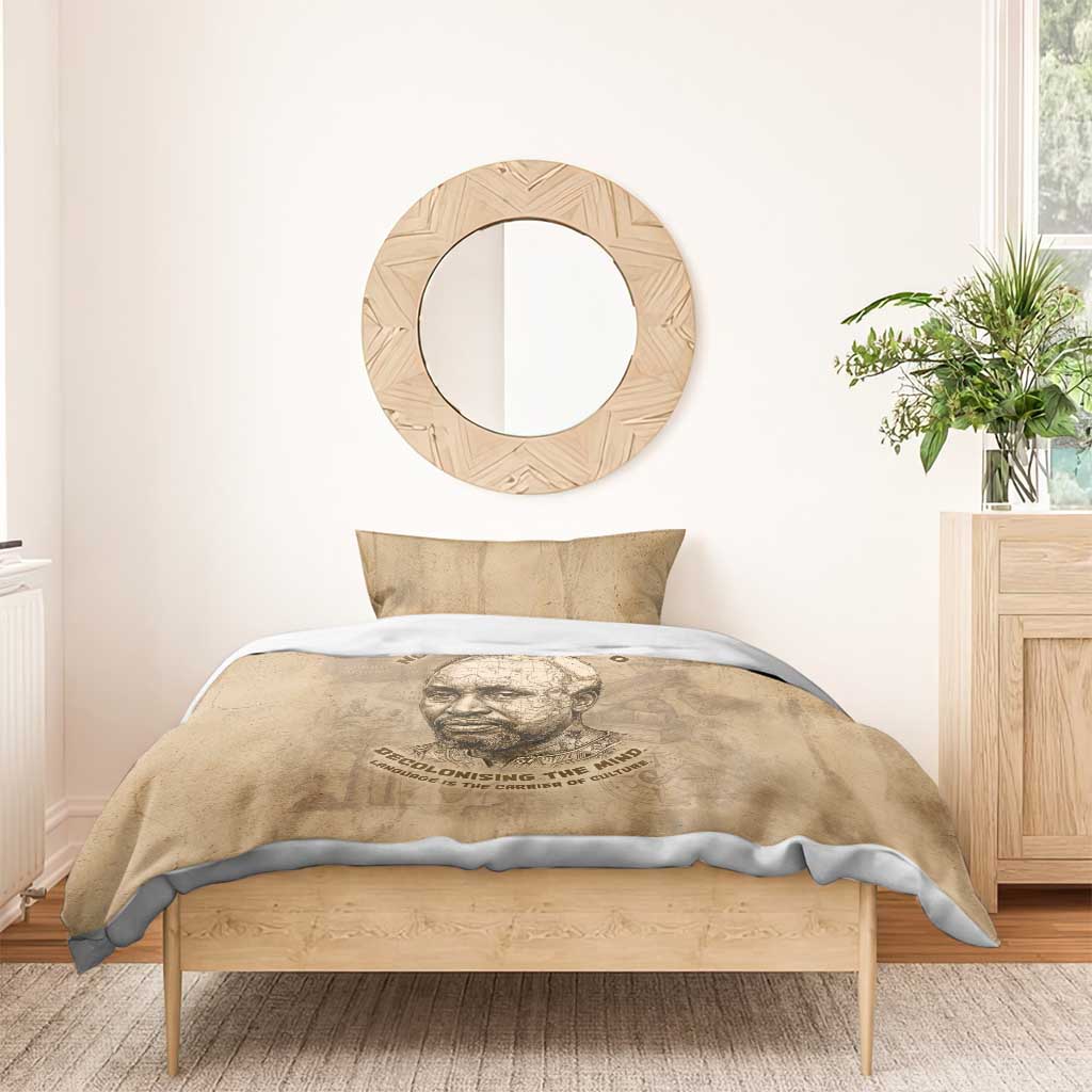 Ngugi wa Thiong O Bedding Set Vintage Map Ancient African Library - Decolonising the Mind - African Pride