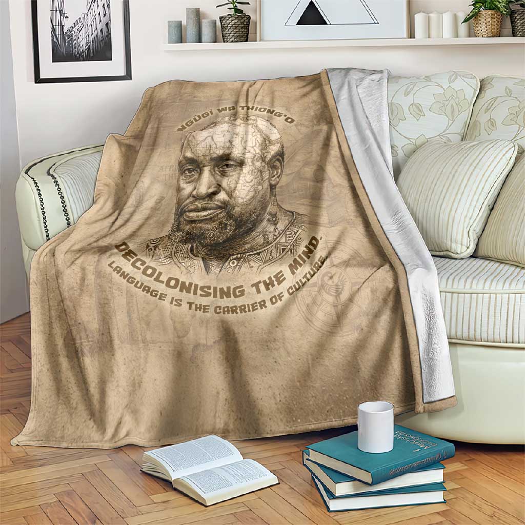 Ngugi wa Thiong O Blanket Vintage Map Ancient African Library - Decolonising the Mind - African Pride