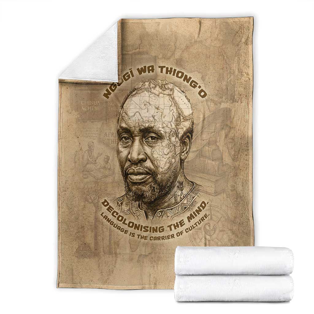 Ngugi wa Thiong O Blanket Vintage Map Ancient African Library - Decolonising the Mind - African Pride
