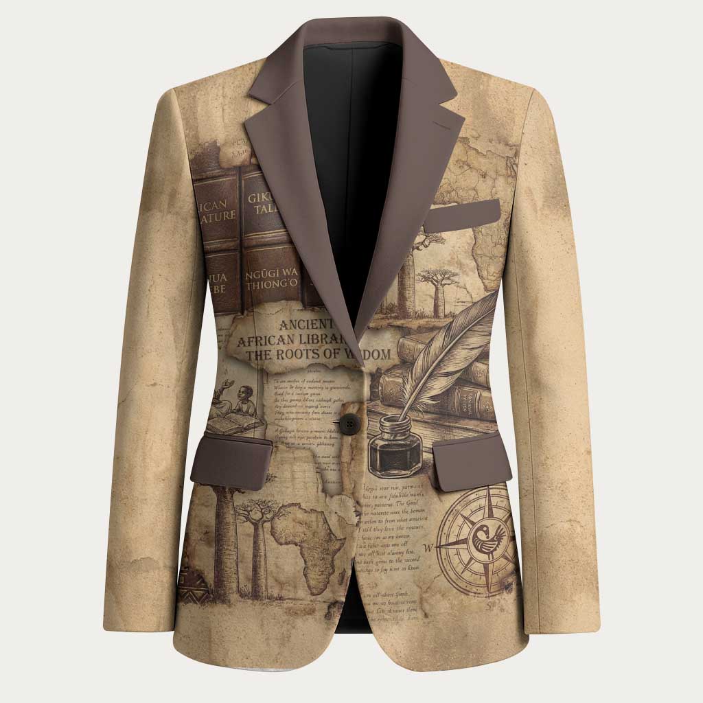 Ngugi wa Thiong O Blazer Vintage Map Ancient African Library - Decolonising the Mind - African Pride