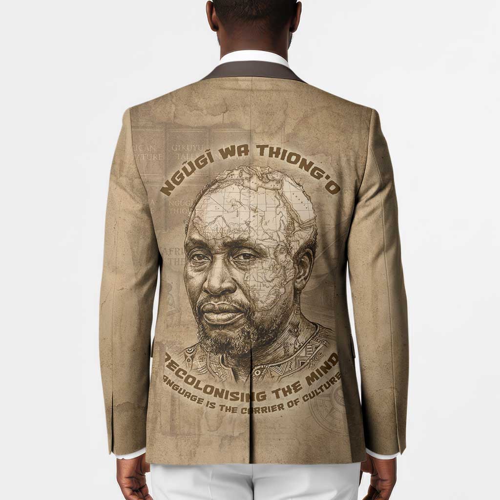 Ngugi wa Thiong O Blazer Vintage Map Ancient African Library - Decolonising the Mind - African Pride