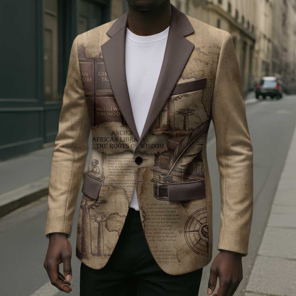 Ngugi wa Thiong O Blazer Vintage Map Ancient African Library - Decolonising the Mind - African Pride