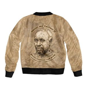 Ngugi wa Thiong O Bomber Jacket Vintage Map Ancient African Library - Decolonising the Mind - African Pride