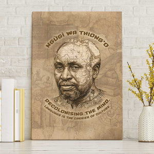 Ngugi wa Thiong O Canvas Wall Art Vintage Map Ancient African Library - Decolonising the Mind - African Pride
